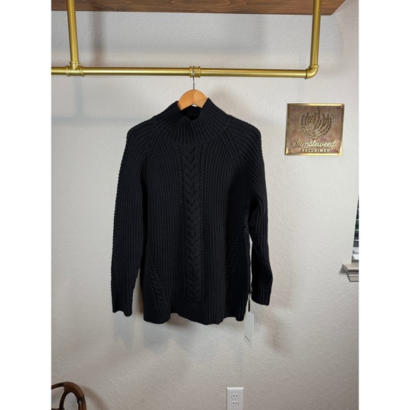 Lululemon Bring the Cozy Turtleneck Sweater Black Cable Knit Size 10